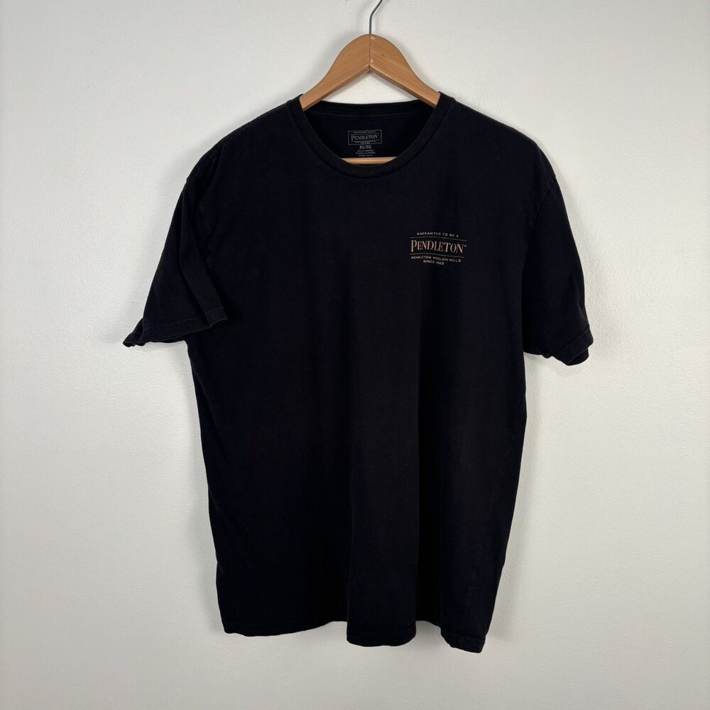 Pendleton T-Shirt Size XL Black Short Sleeve Aztec Tribal Logo Warranted to Be